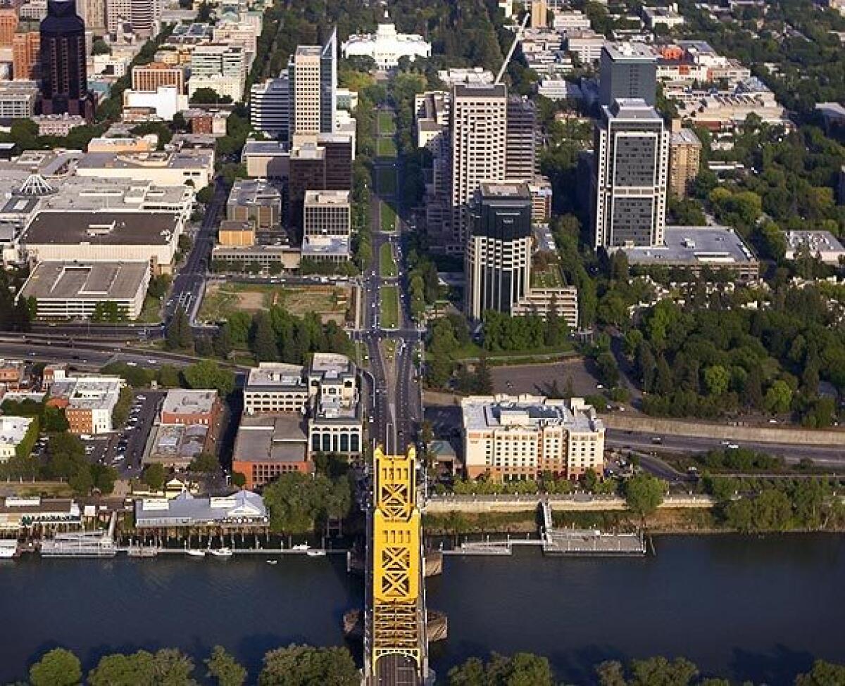A view of Sacramento, with the Capitol Building