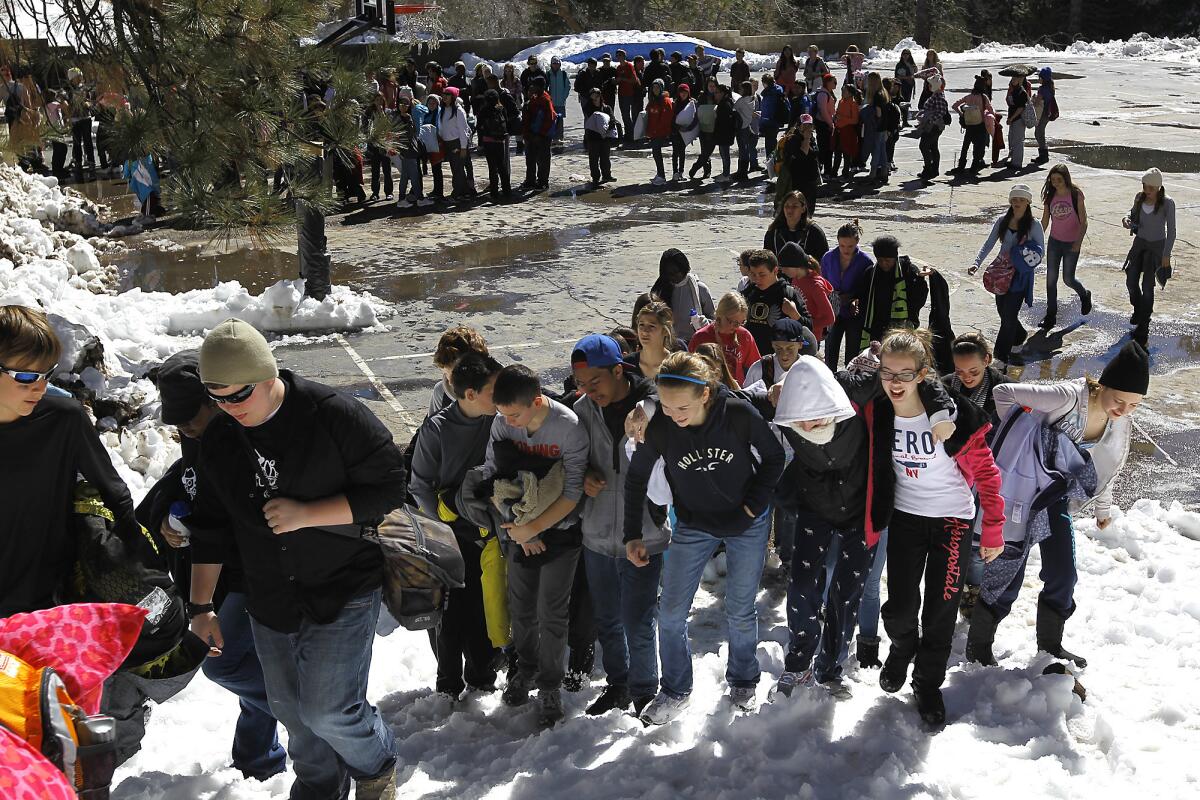 A new study suggests that after five days at a nature camp with no computer screens, sixth-grade students showed an increased sensitivity to nonverbal social cues. Pictured here, campers at Pali Mountain Adventures Camp set off for a day of activities.