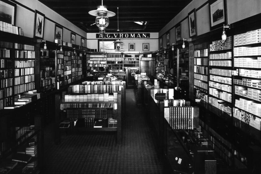 A historic photo of Vroman's Bookstore which was founded in 1894 by Adam Clark Vroman in Pasadena.