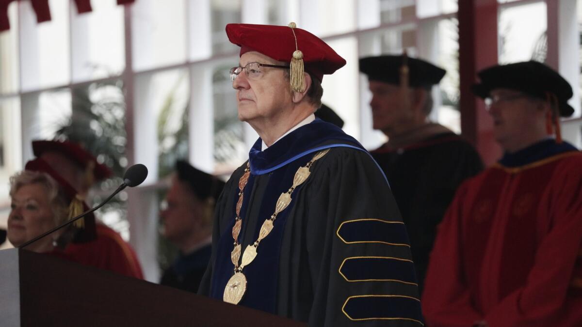 USC President C. L. Max Nikias at a commencement ceremony May 11.