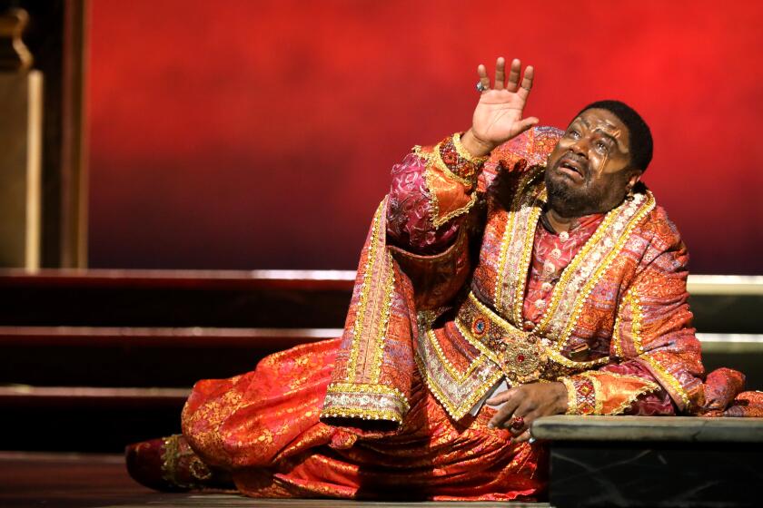 LOS ANGELES, CA - FEBRUARY 22, 2024 - - Rodrick Dixon performs as the lead character in Alexander Zemlinsky's, "The Dwarf," during a dress rehearsal at the Dorothy Chandler Pavilion in Los Angeles on February 23, 2024. (Genaro Molina/Los Angeles Times)
