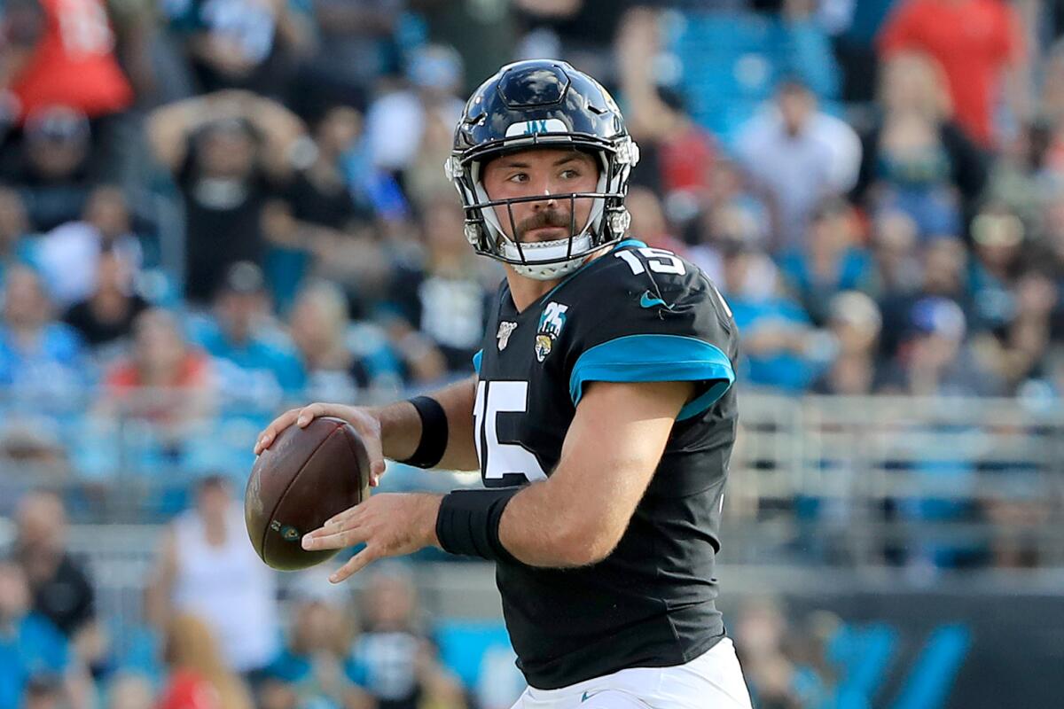 Jaguars quarterback Gardner Minshew looks to pass against the Buccaneers on Dec. 1, 2019.