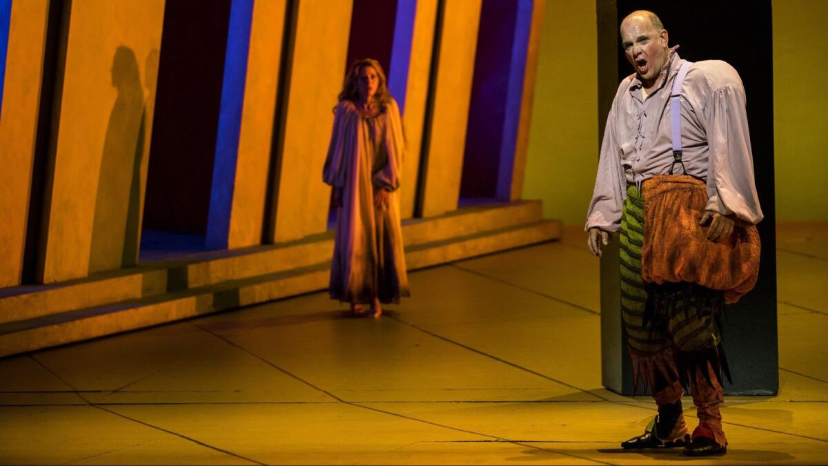 Lisette Oropesa as Gilda and Juan Jesús Rodríguez in the title role of Los Angeles Opera's production of "Rigoletto" at the Dorothy Chandler Pavilion.