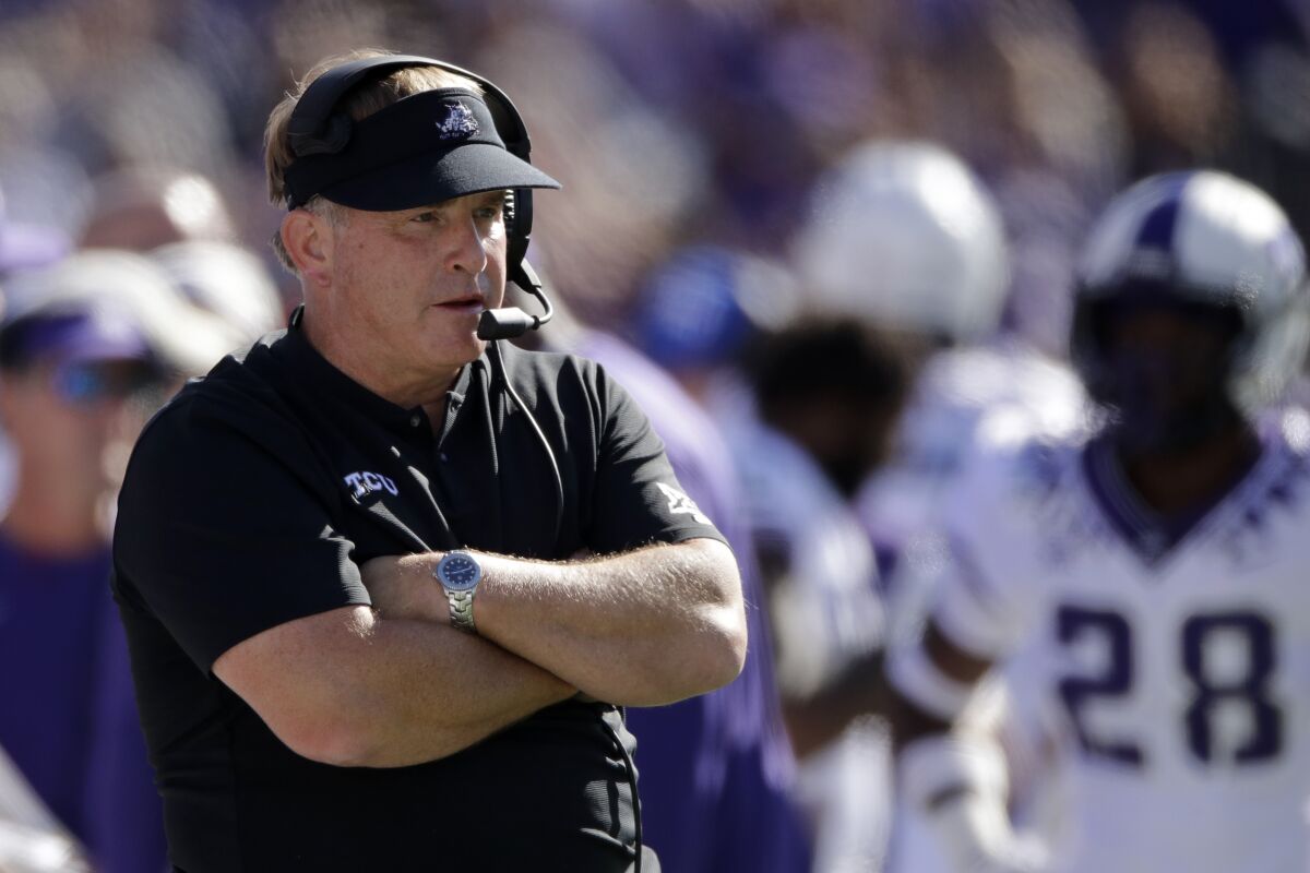 TCU coach Gary Patterson watches from the sideline