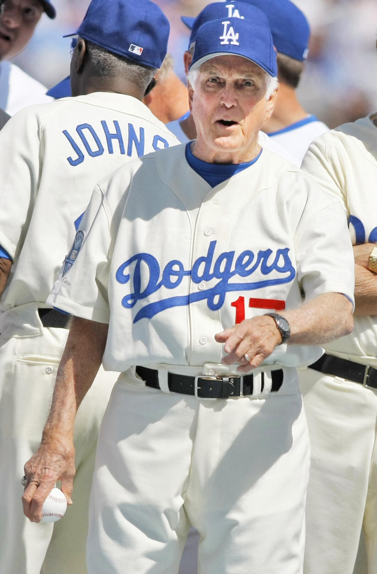 Carl Erskine pitched for the Brooklyn Dodgers and the Los Angeles Dodgers from 1948 to 1959 and still looked pretty good in a uniform at the Dodgers' celebration of the 50th anniversary of their move to L.A. in 2008.
