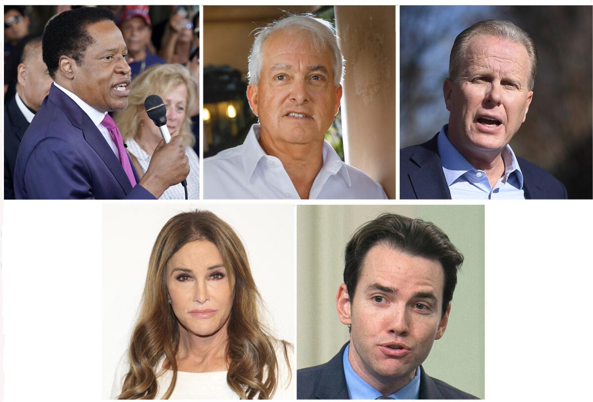 A collage of photos of five candidates for governor