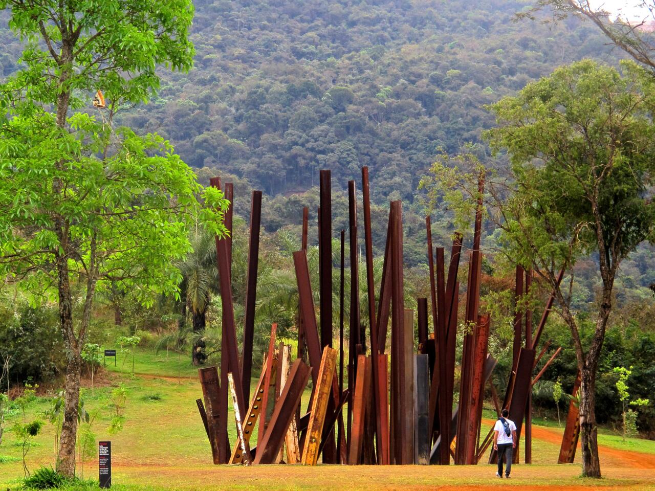 Chris Burden's "Beam Drop" at Inhotim museum in Brumadinho, Brazil, was created by dropping huge structural beams into a pool of concrete.