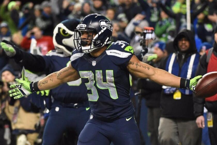 Seahawks running back Thomas Rawls rushed for 161 yards in Seattle's 26-6 victory over the Detroit Lions on Jan. 7.