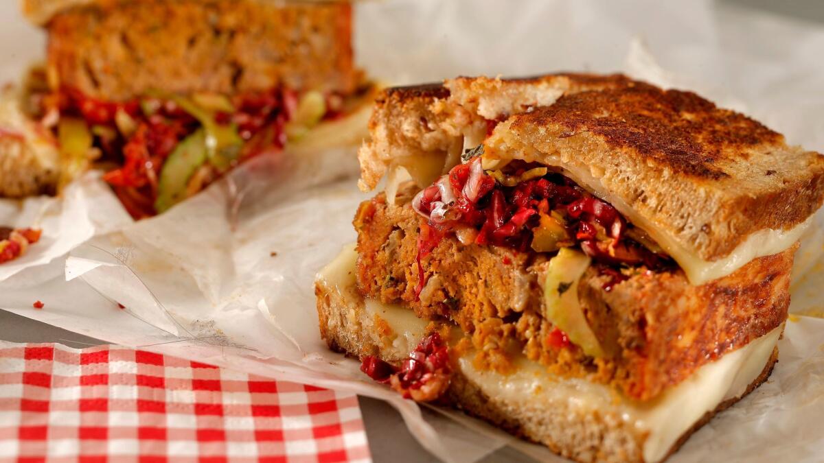 Grilled cheese and meatloaf sandwich.