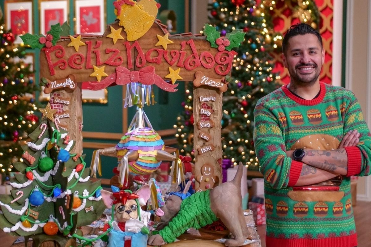 Jose Barajas, of Chula Vista, competing in a holiday-themes baking competition.
