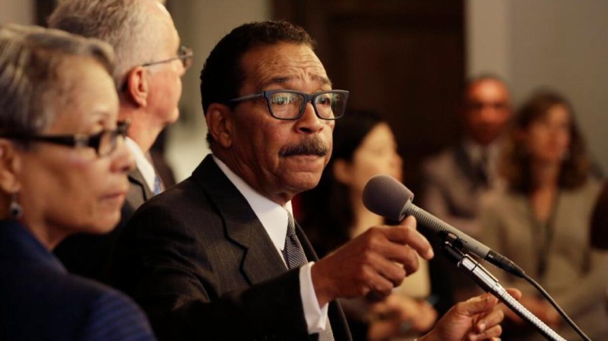 Los Angeles City Council President Herb Wesson, at a news conference last year, says the city needs to be prepared for federal immigration policy changes.