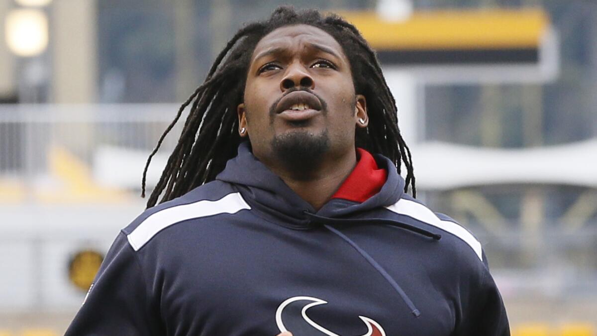 Houston Texans linebacker Jadeveon Clowney warms up before a game against the Pittsburgh Steelers on Oct. 20.