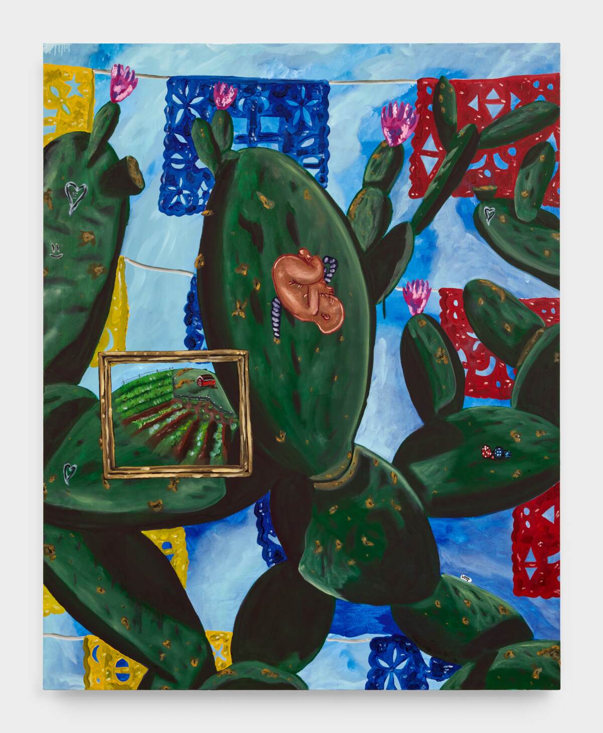 Santa Ana artist Marcel Acalà's “My Abuela’s Cactus,” 60 inches by 48 inches, oil on canvas.