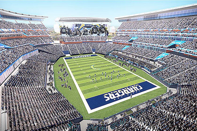 An artist's rendering of what a new Chargers stadium in San Diego might look like.