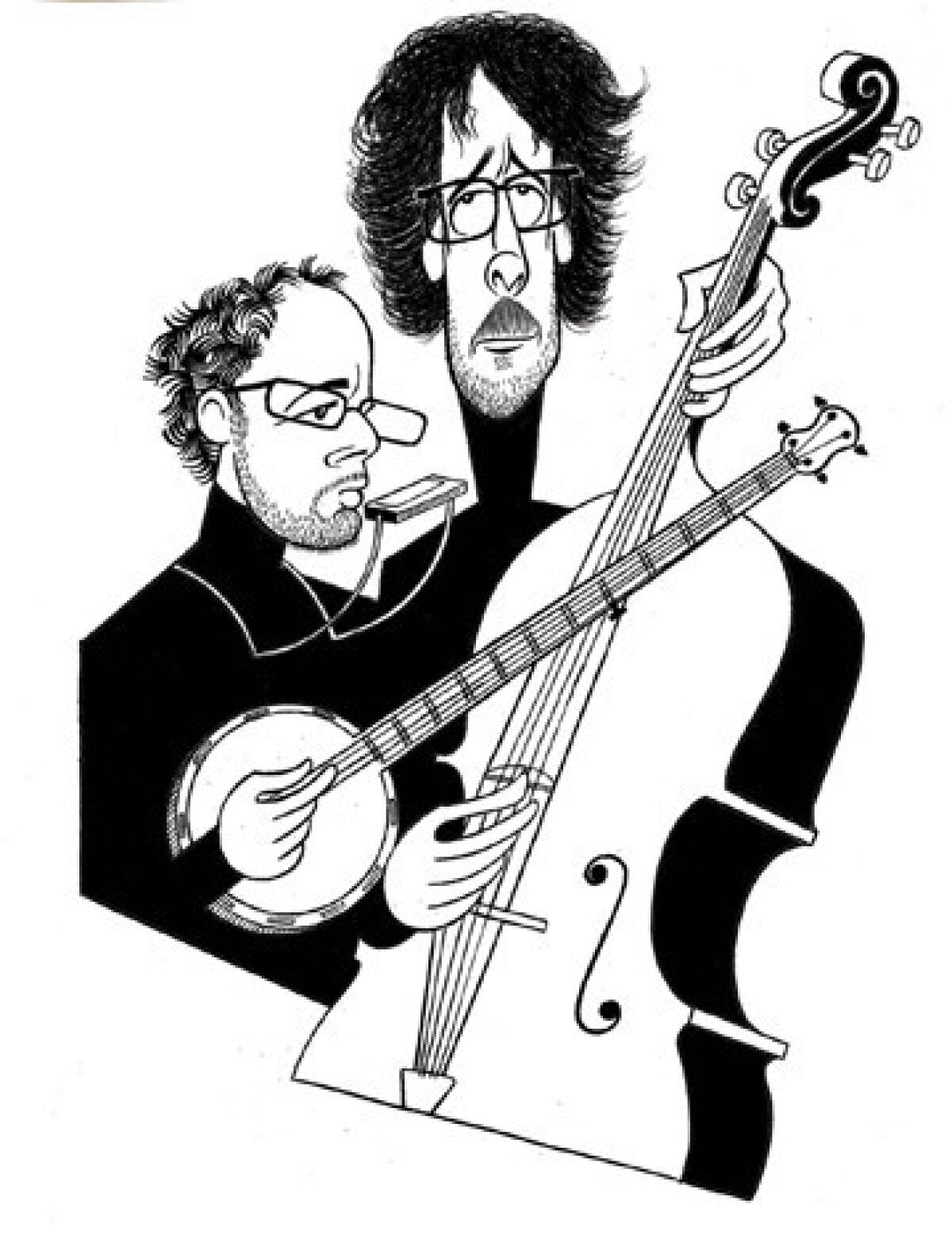 An illustration of Ethan Coen (left) and Joel Coen.