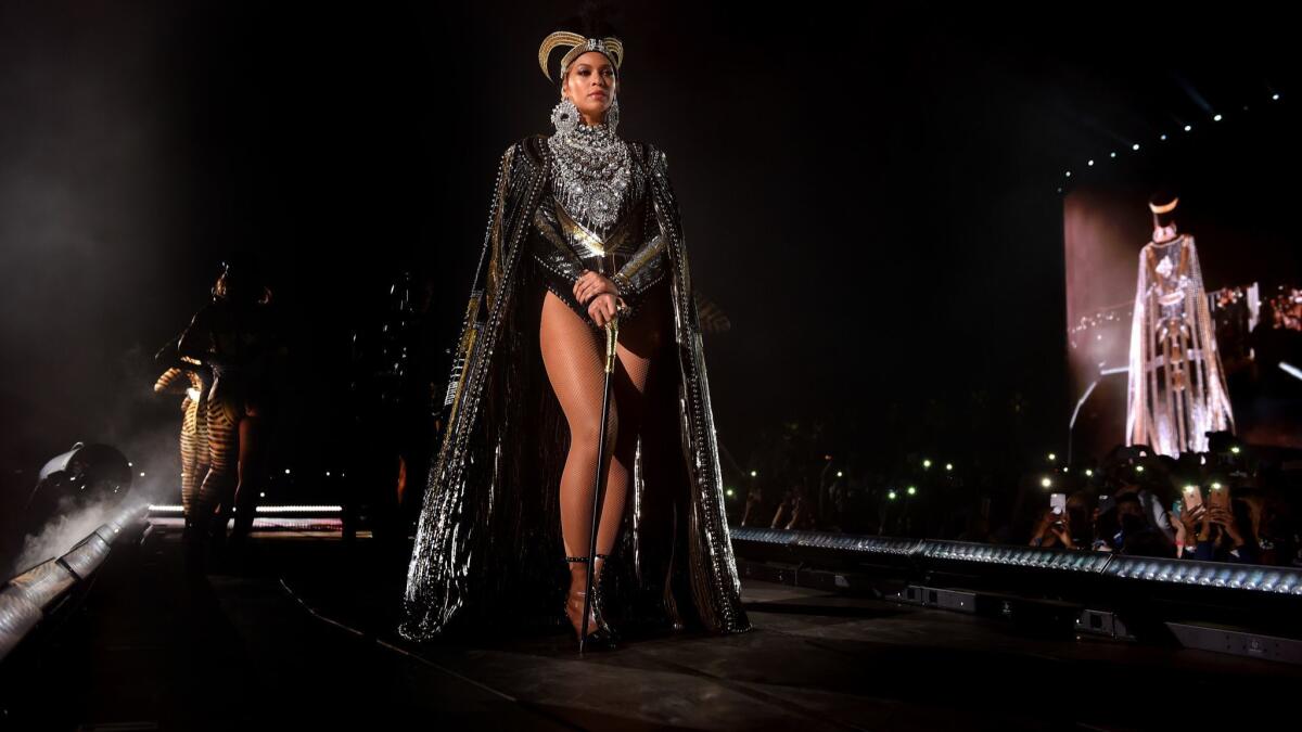 Beyoncé performs during the first weekend of the 2018 Coachella Valley Music And Arts Festival.