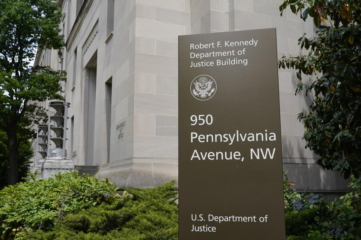 The Robert F. Kennedy Department of Justice building in Washington.