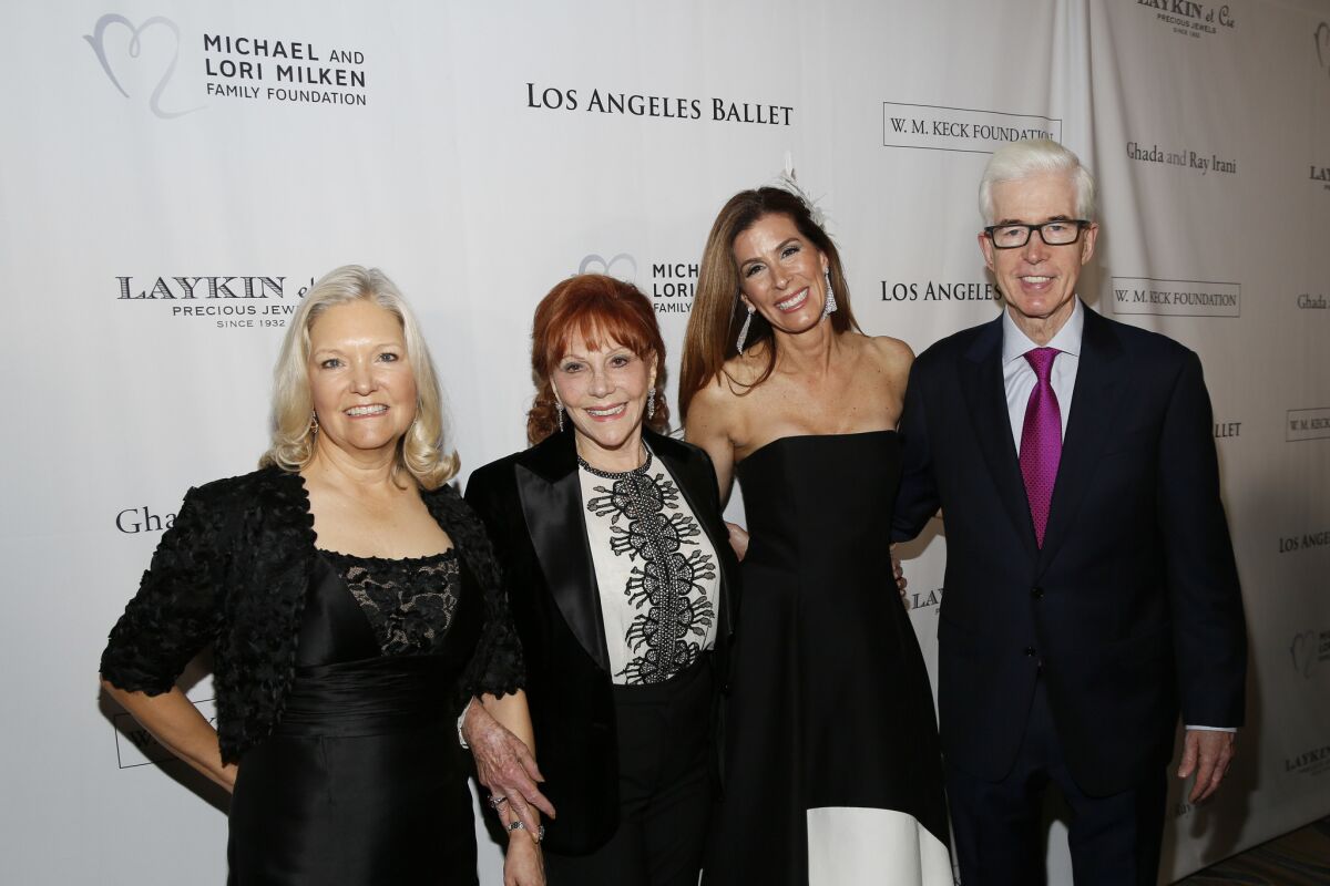 Sharon Davis, from left, Glorya Kaufman, Kirsten Sarkisian and former Gov. Grey Davis at the Los Angeles Ballet gala.