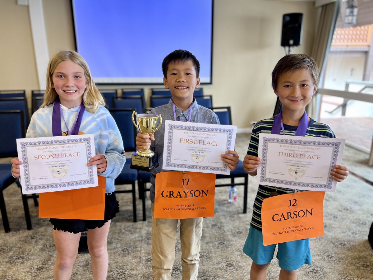 Maven Lizotte, Grayson So and Carson Wu are the top three winners in the fourth- and fifth-grade division.