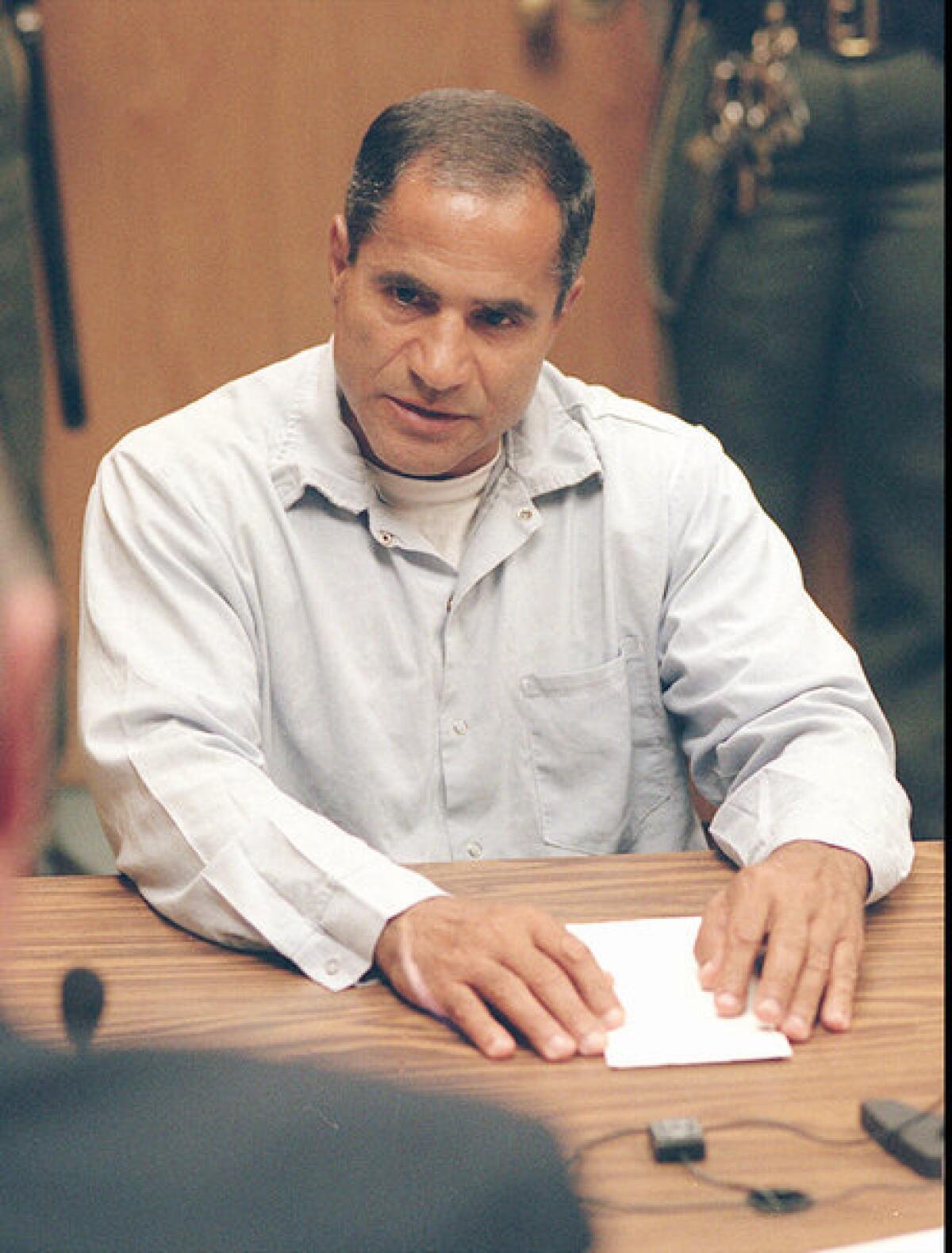 Sirhan Sirhan, convicted assassin of Robert F. Kennedy, at a parole hearing in 1997 at Corcoran State Prison.