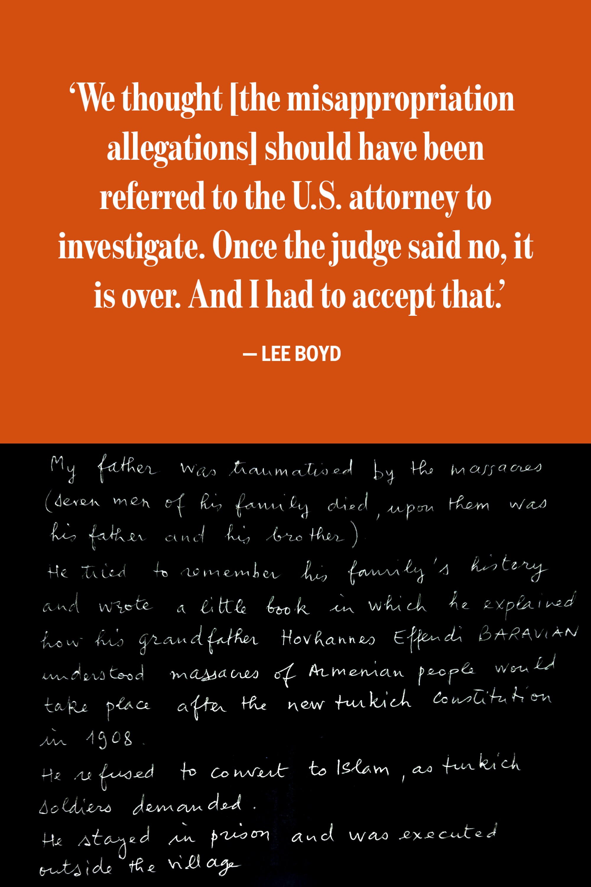 A hand-written letter about an applicants family history.