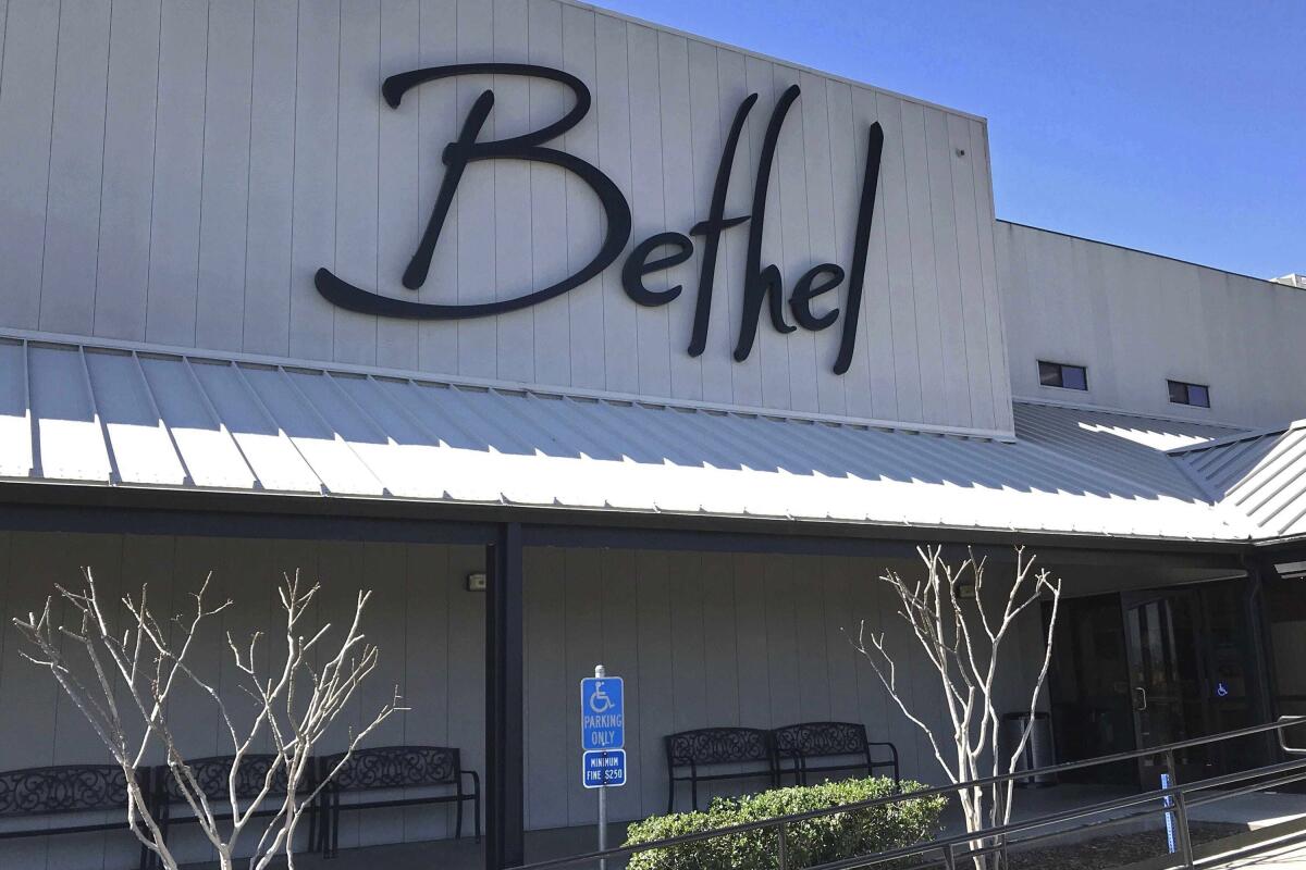The exterior of Bethel Church is seen in March in Redding. 
