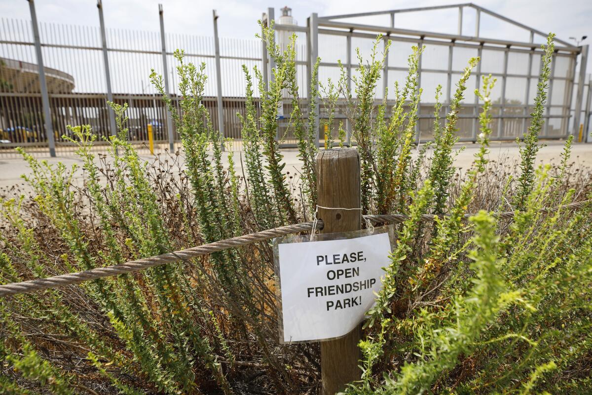 Friendship Park sits between two layers of border fence at Border Field State Park.