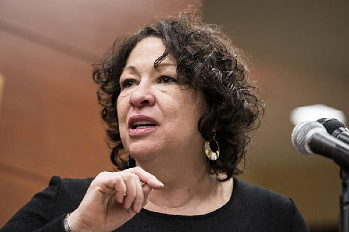 Justice Sonia Sotomayor, pictured in January, dissented in Monday's ruling. She said the decision "undermines the legality of thousands of miles of former rights of way that the public now enjoys as means of transportation and recreation."