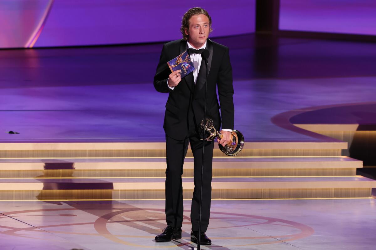 Jeremy Allen White wins the Emmy for comedy actor, one of three early victories for FX's "The Bear."