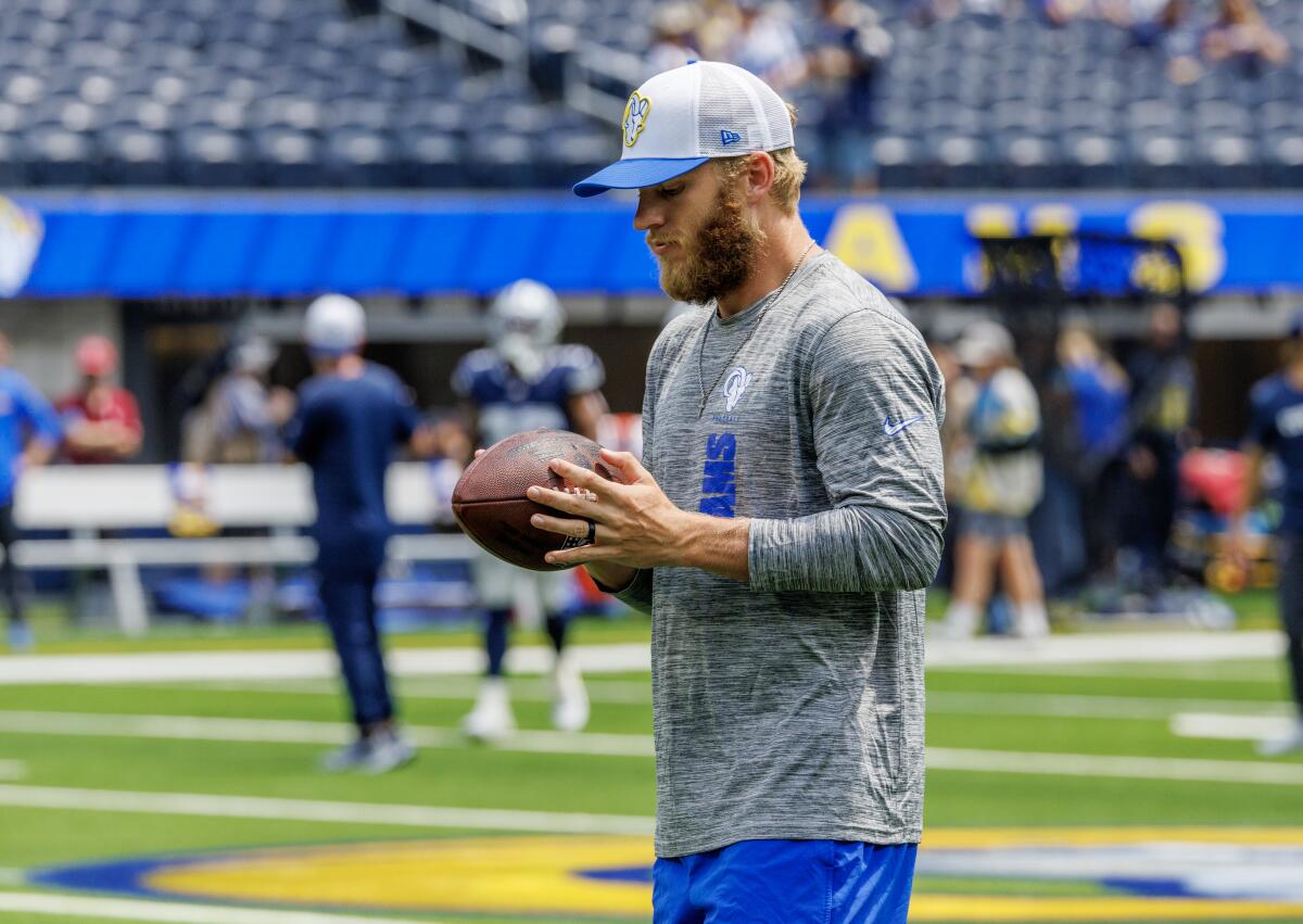 Rams wide receiver Cooper Kupp stands on the field before a preseason game against the Dallas Cowboys.