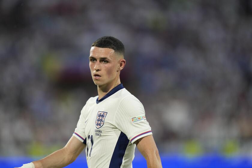 El inglés Phil Foden durante el encuentro ante Eslovenia en el Grupo C de la Euro 2024 el martes 25 de junio del 2024. (AP Foto/Martin Meissner)