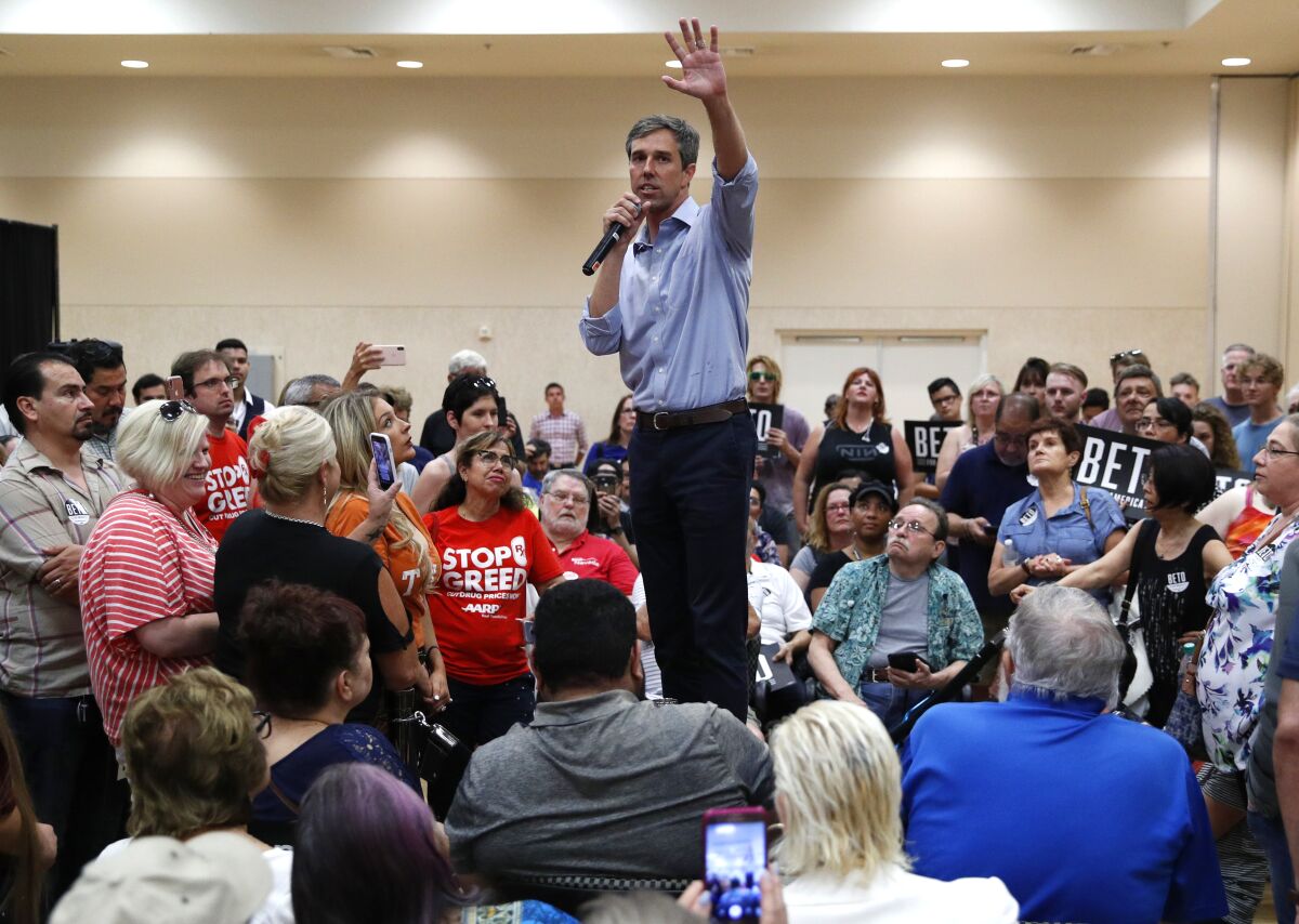 Former Rep. Beto O'Rourke of Texas speaks at a Las Vegas campaign event this month.