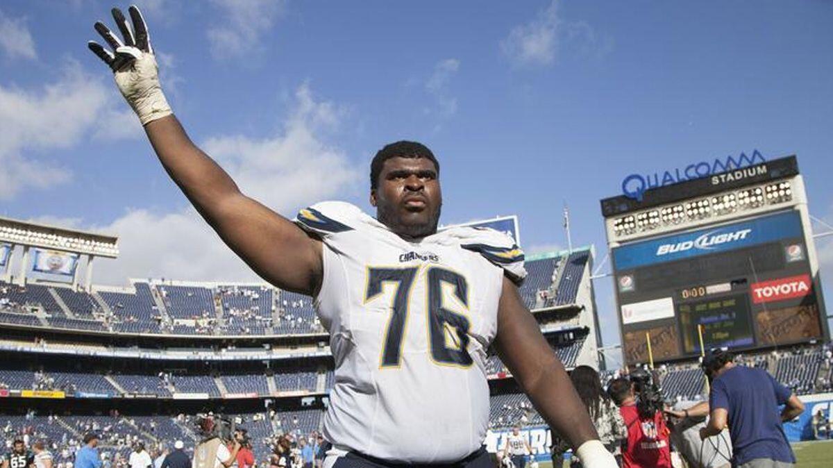 D.J. Fluker started all 16 games last season at guard for the Chargers.
