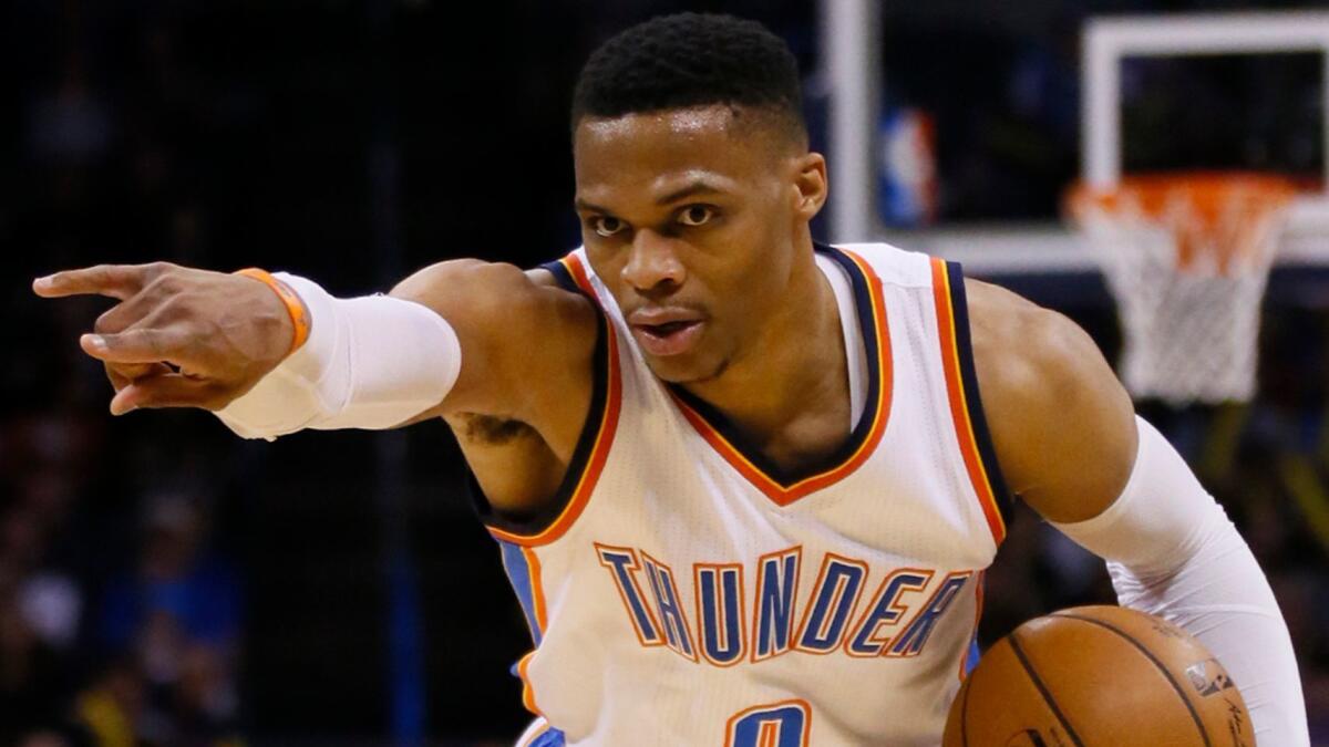 Oklahoma City guard Russell Westbrook remains on pace to become only the second player to average a triple-double.