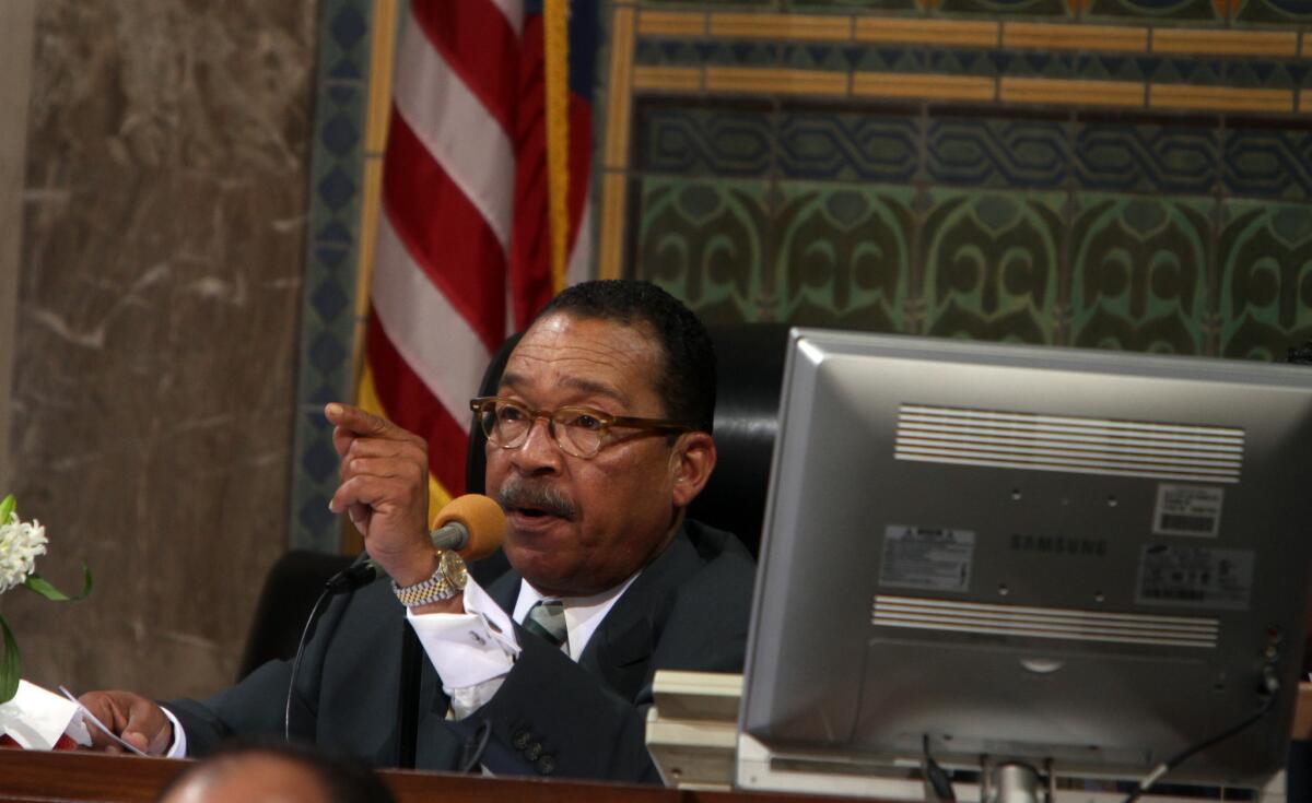 Los Angeles City Council President Herb J. Wesson, Jr. during a Los Angeles City Council meeting.