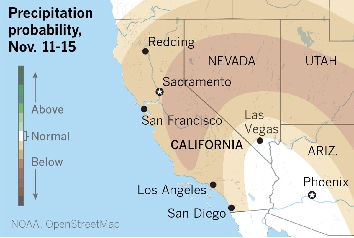 The six- to 10-day precipitation outlook for California