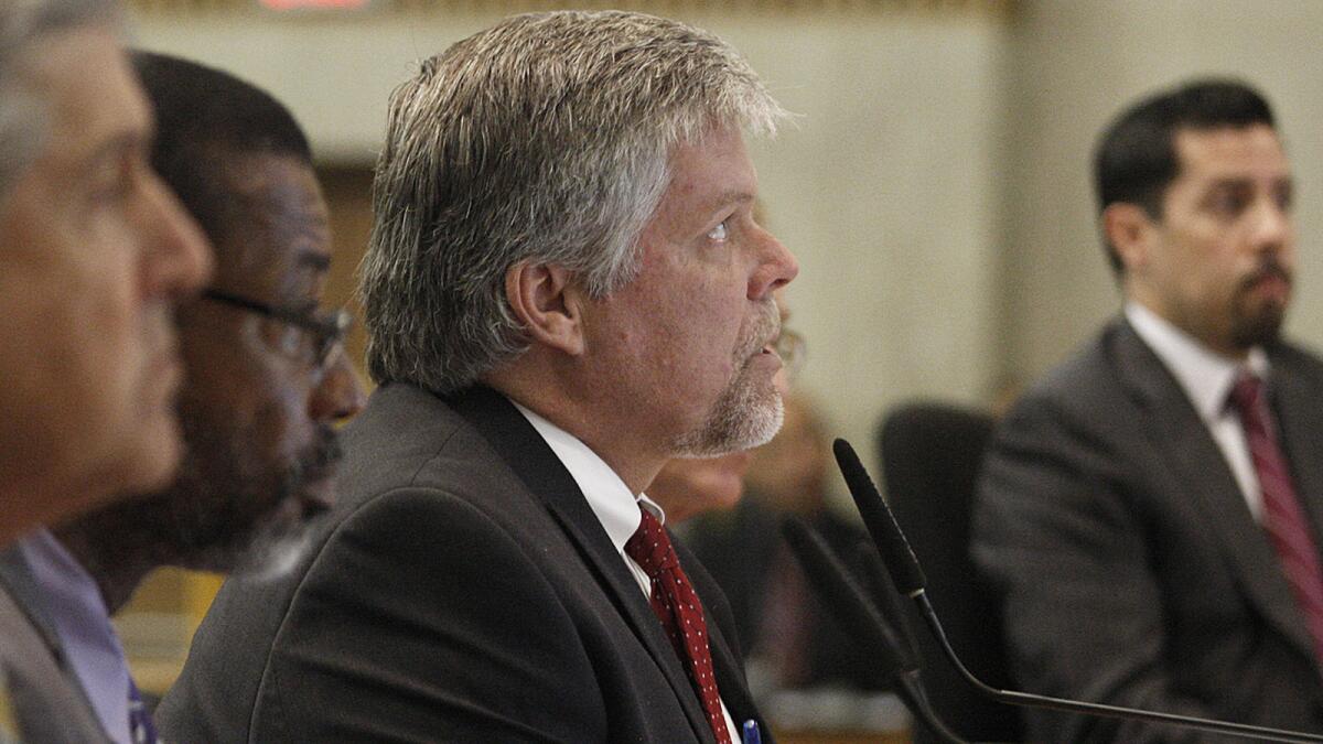 Jerry Powers, chief of the L.A. County Probation Department, is alleged to have had an inappropriate relationship with a subordinate. Above, he appears before the county Board of Supervisors in 2013.