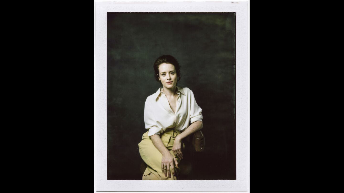 An instant print portrait of actress Claire Foy, from the film "Breathe.”