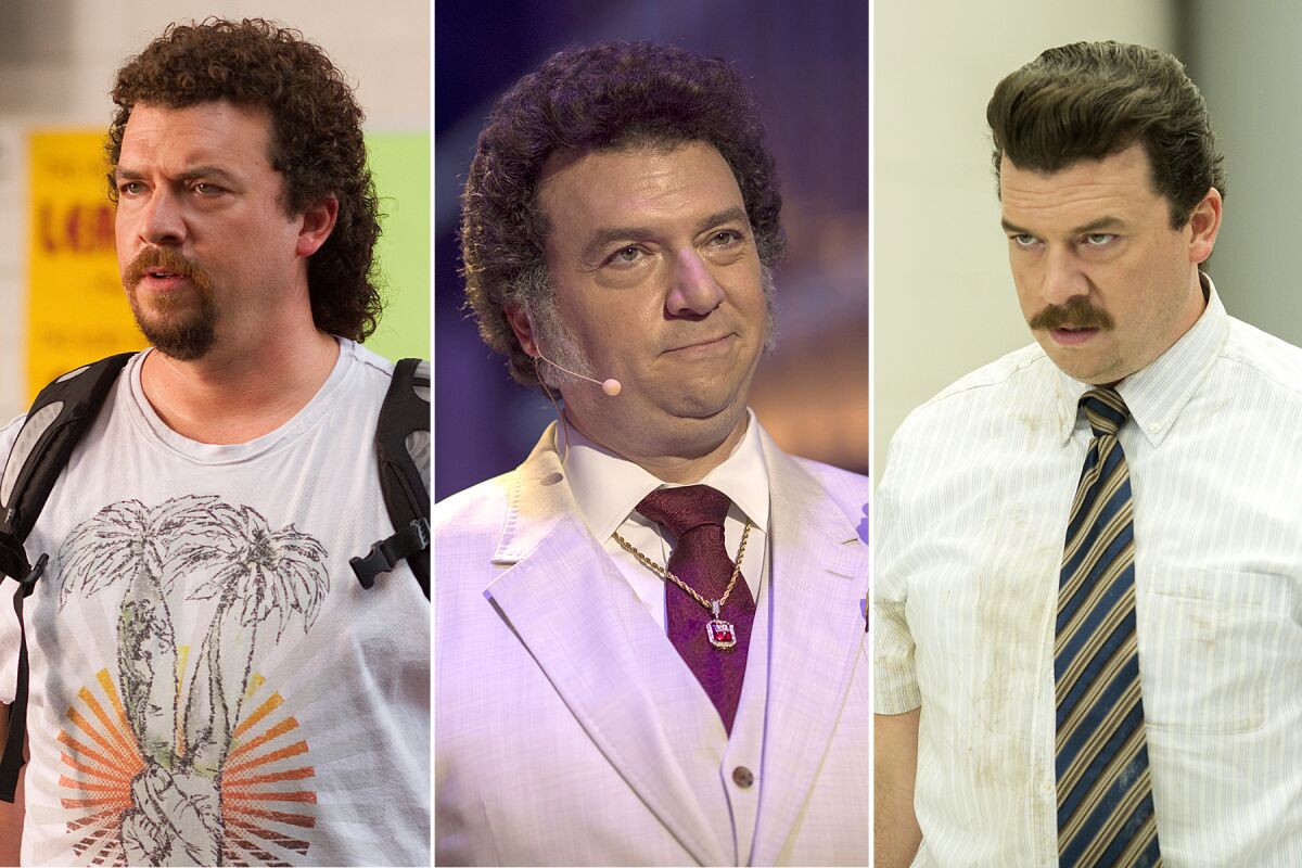 Danny McBride's characters in "Eastbound & Down," left, "Vice Principals," right, and "The Righteous Gemstones."