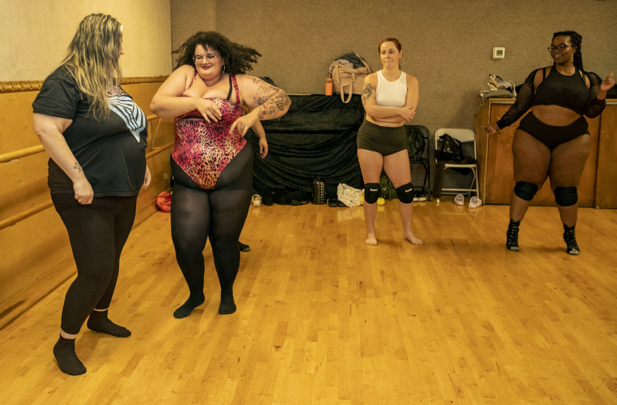 Dancers line up at a workshop.