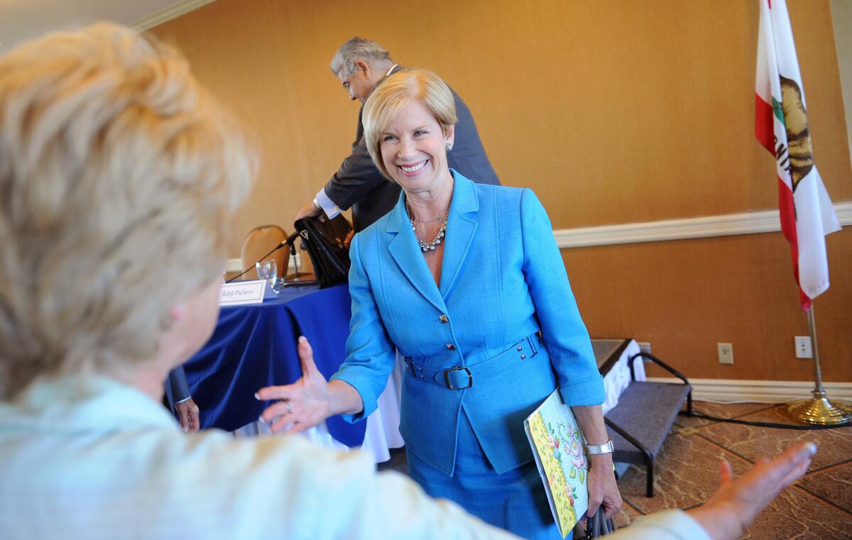 U.S. Rep. Janice Hahn (D-Los Angeles), center, is running for the county seat being vacated by Supervisor Don Knabe.