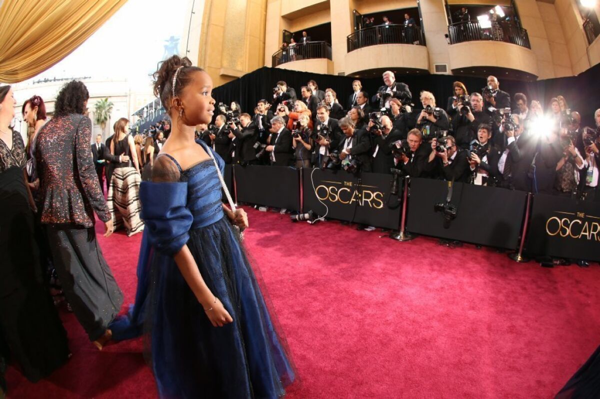 Quvenzhane Wallis arrives at the 85th Academy Award.
