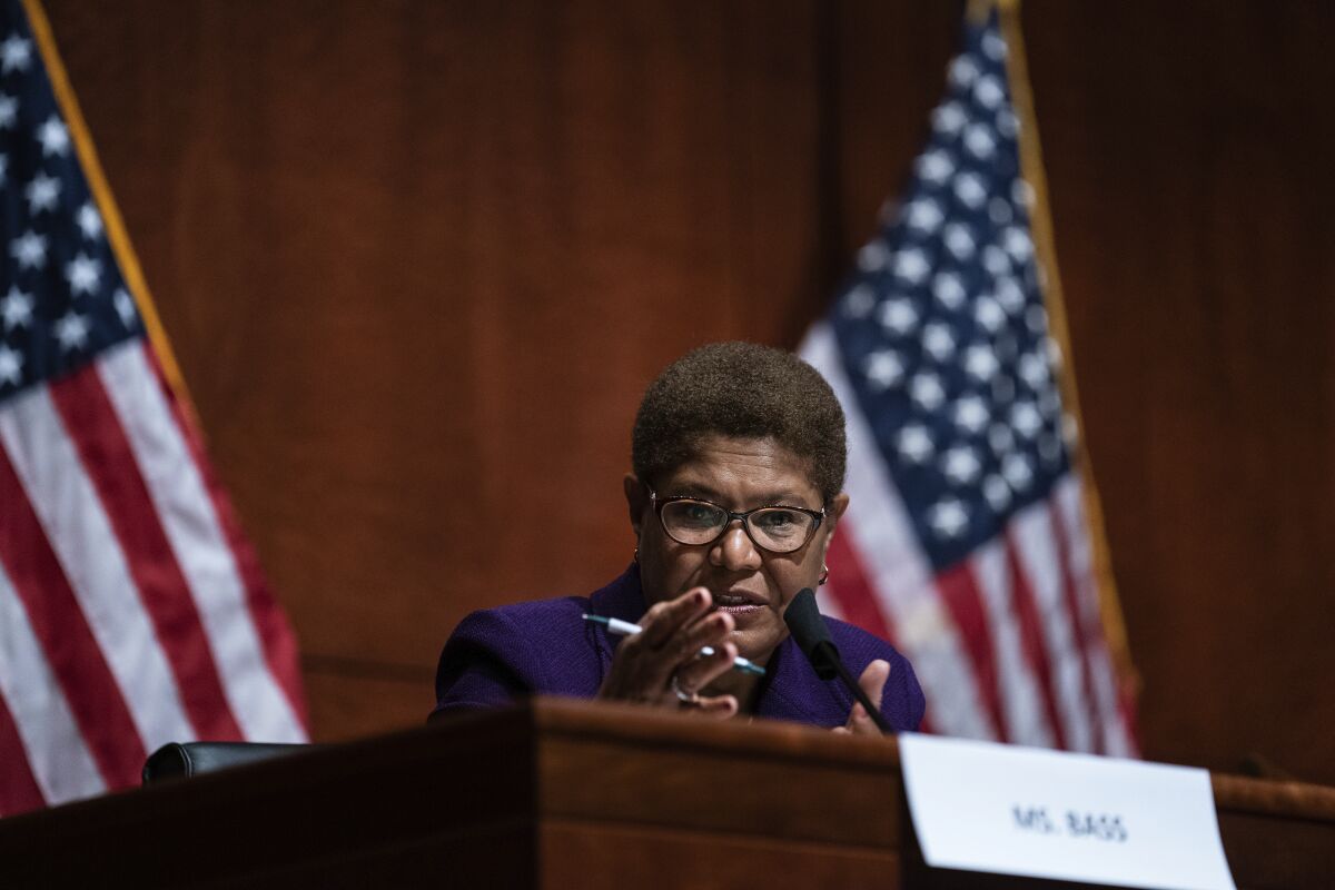 Rep. Karen Bass speaks during a House Judiciary Committee hearing