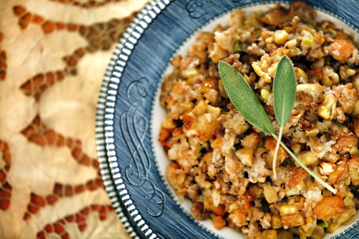 This stuffing, made with pork and apple sausage, was a staple of Jonathan's Thanksgiving feasts.