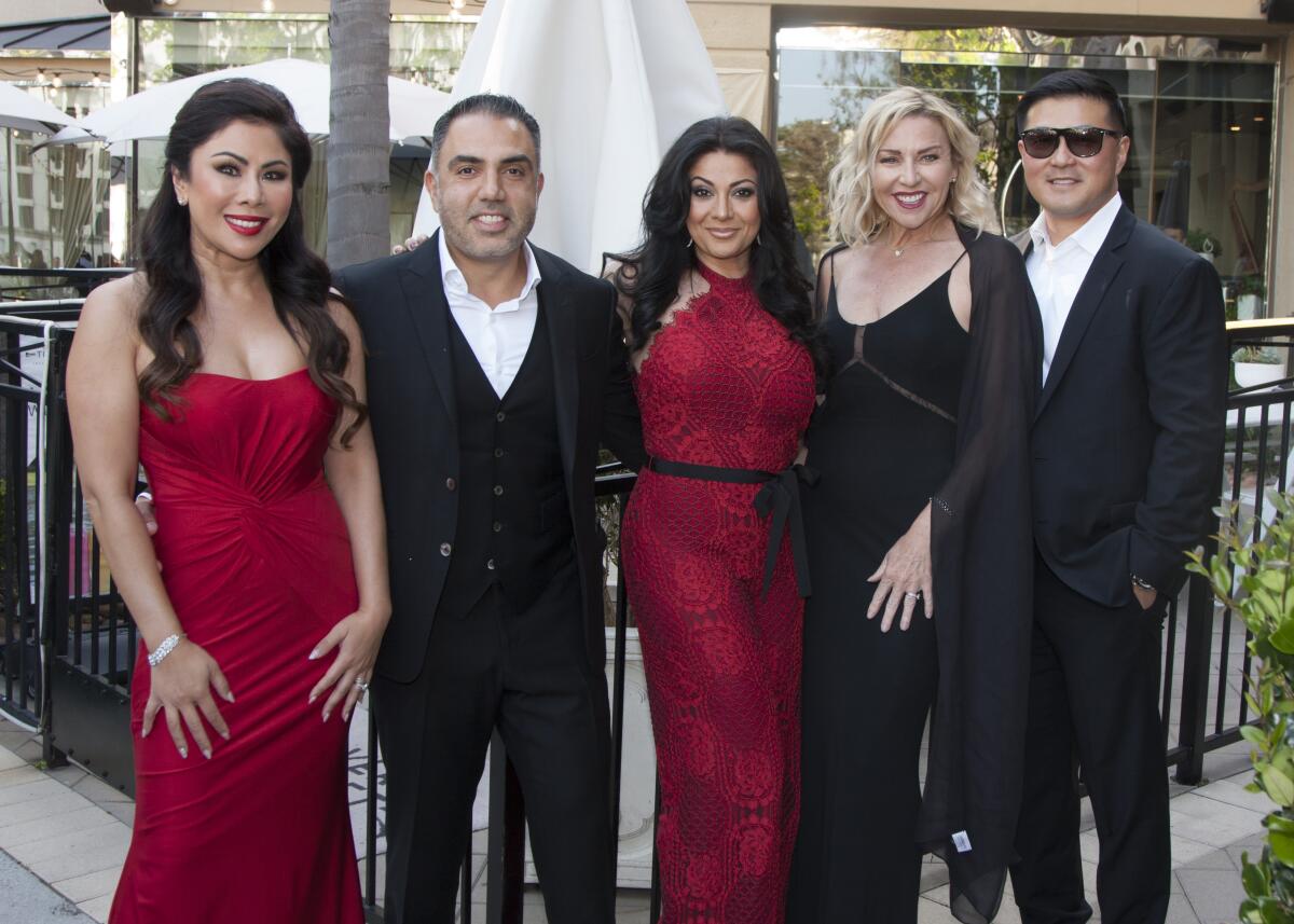 Manna Kadar, Sohrab Tavakoli, Parisa Fishback and Jamie and Steve Hong enjoy “All That Jazz” casino night.