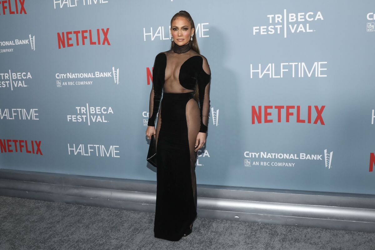 Actor Jennifer Lopez attends the 2022 Tribeca Festival opening night world premiere of "Halftime" at the United Palace on Wednesday, June 8, 2022, in New York. (Photo by Andy Kropa/Invision/AP)