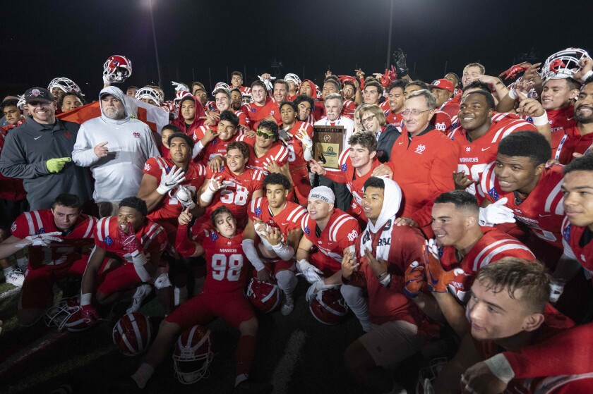 Mater Dei players after a football victory