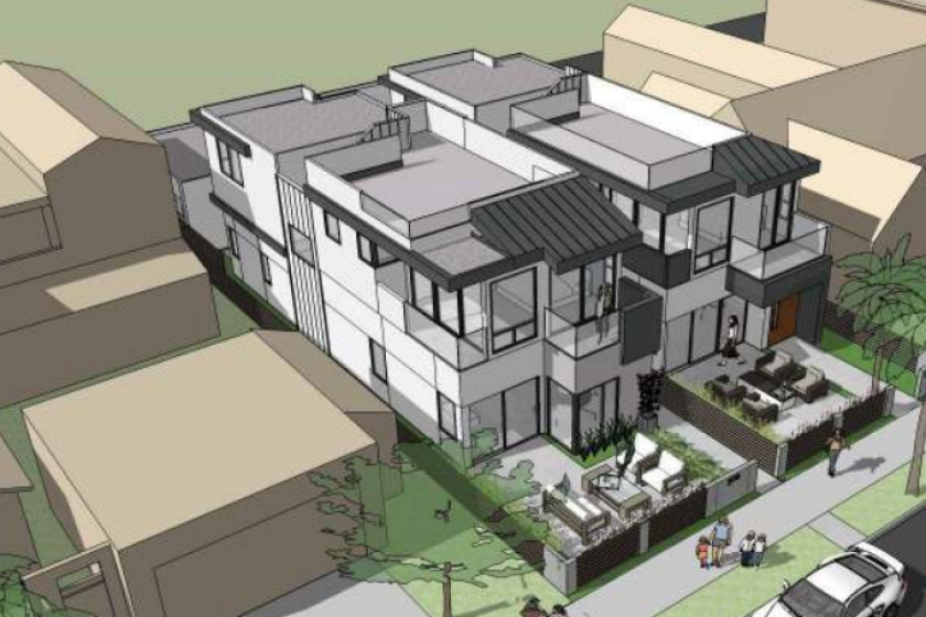 A rendering of proposed development for 304 and 306 Kolmar St. in Windansea.