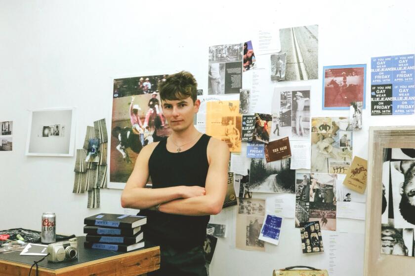 Multimedia artist Nathan Storey in his work studio surrounded by his inspirations.