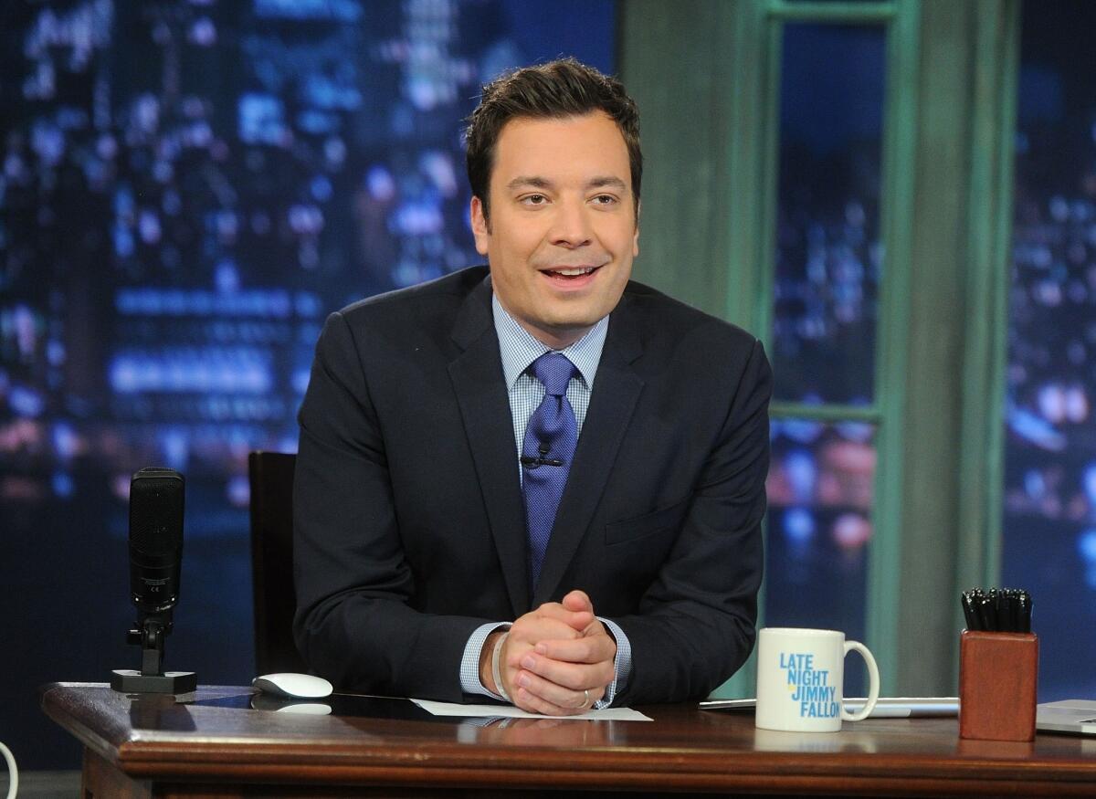 Host Jimmy Fallon at "Late Night With Jimmy Fallon" at Rockefeller Center.